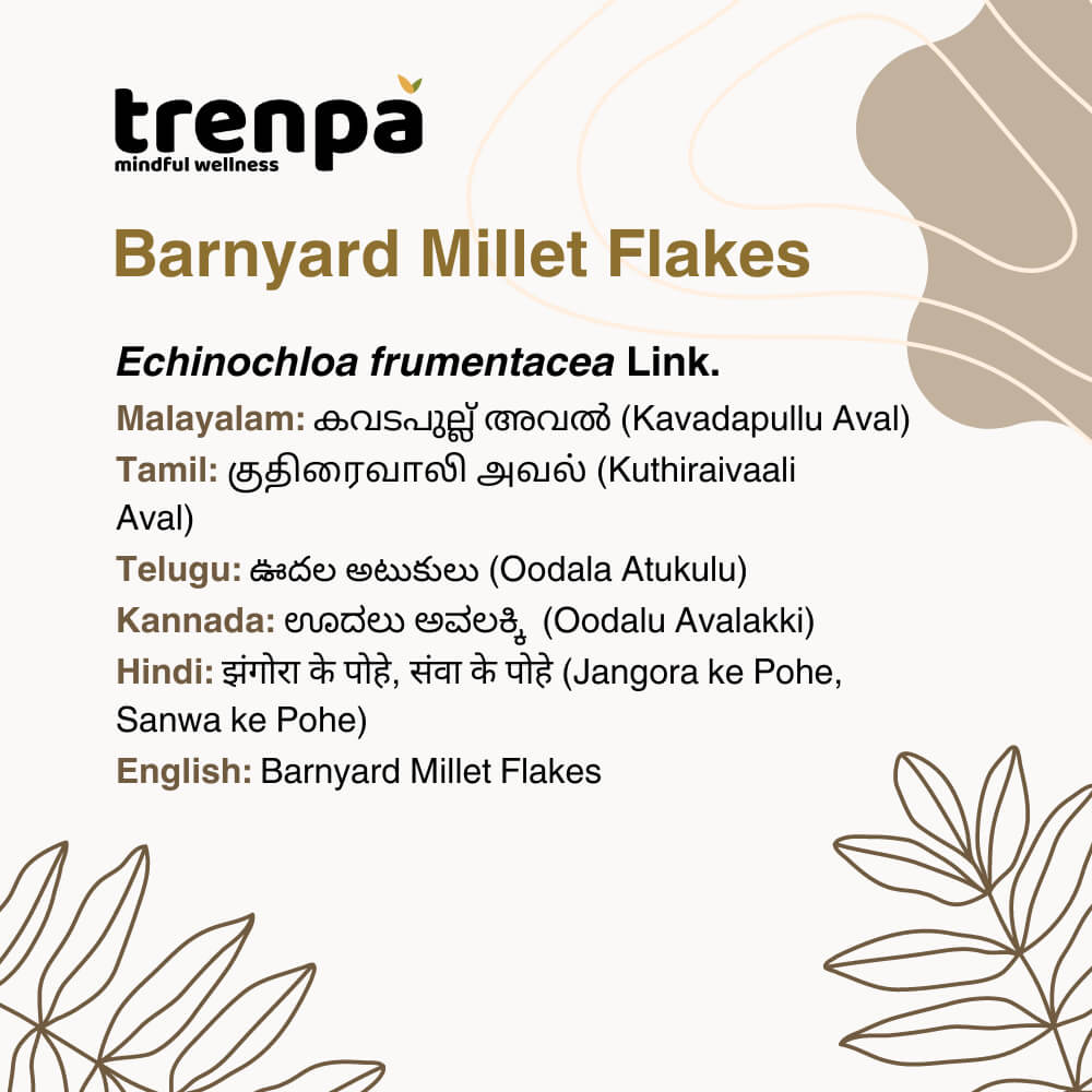 Vernacular names of Barnyard Millet Flakes