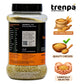 Jar of trenpa browntop millet grains with brand logo and product information on a white background