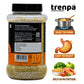 Jar of trenpa grain with product features on a white background