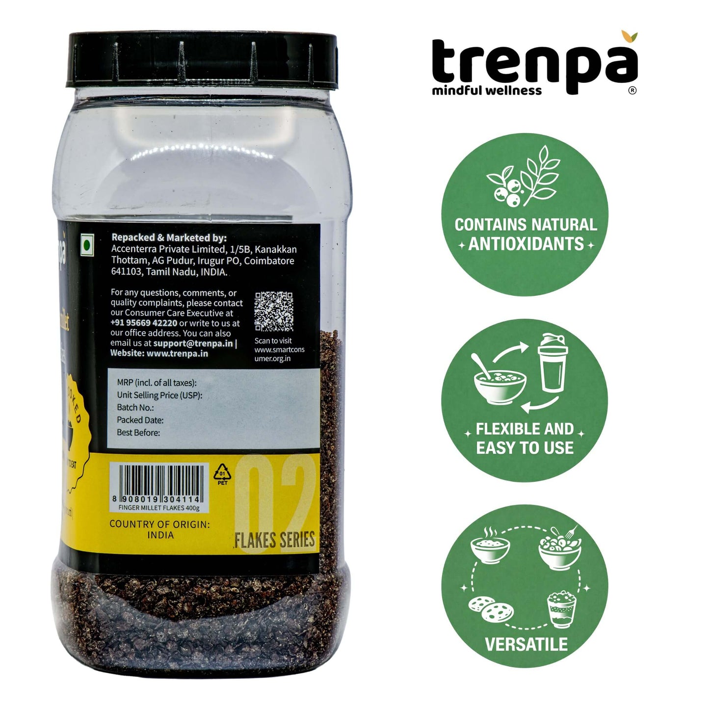 Trenpa product container with label and branding on a white background