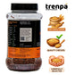 Jar of finger millet grains with Trenpa branding and product information on a white background
