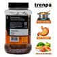 Jar of trenpa grains with health benefits and cooking information on a white background