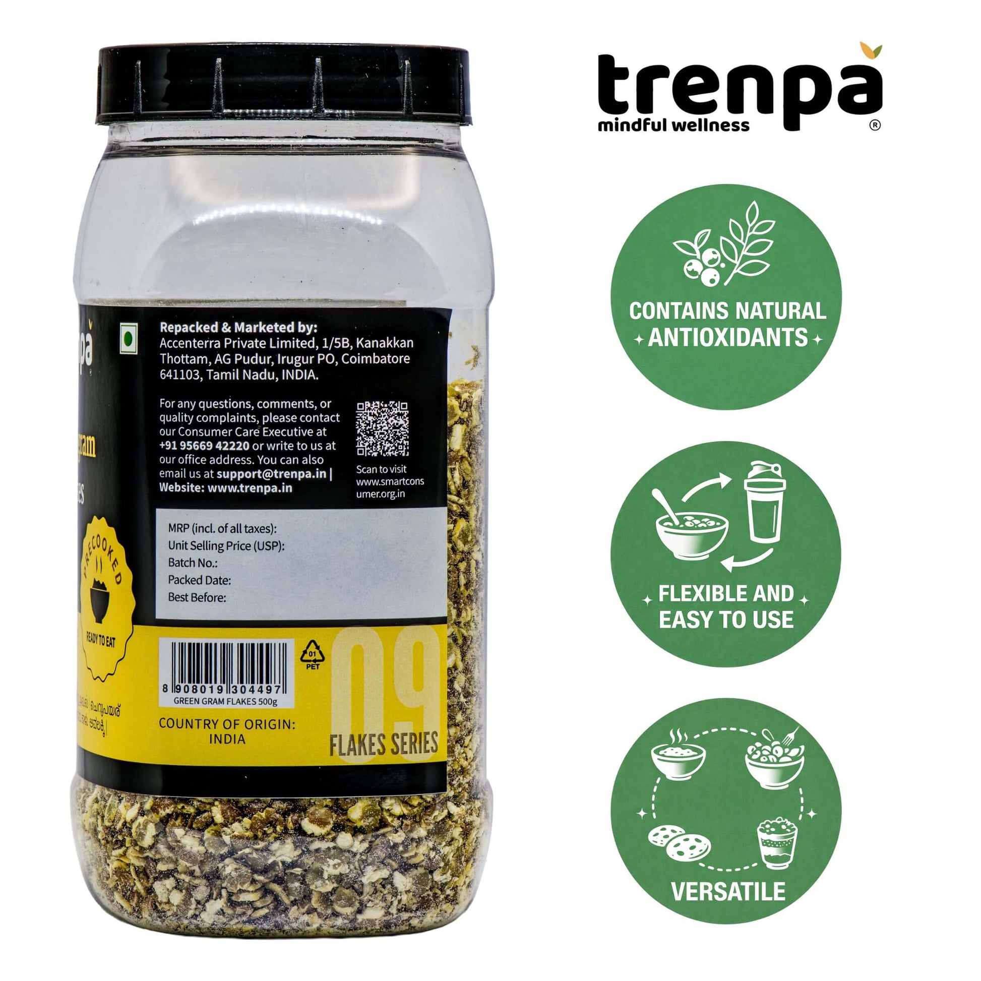 Green Gram Flakes contain natural antioxidants an dare flexible and easy to use