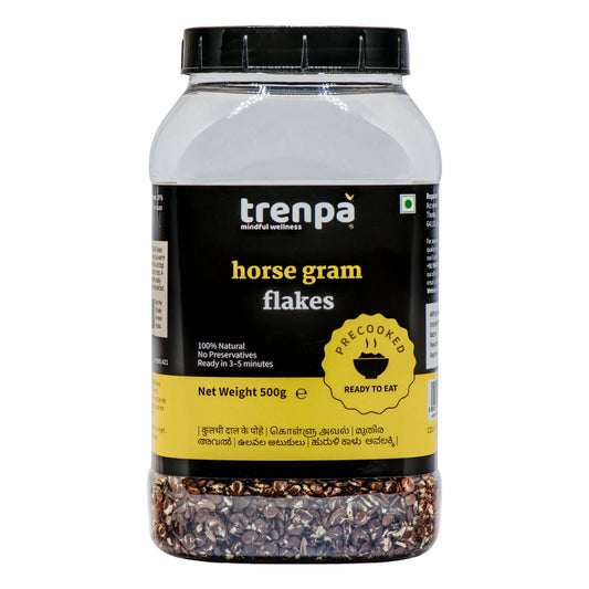 Trenpa horse gram flakes container on a white background