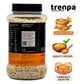 Jar of steel-cut oats with Trenpa branding and product information on a white background