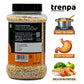 Jar of trenpa grain series with product features on a white background