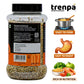 Jar of trenpa grain series with branding and product features on a white background