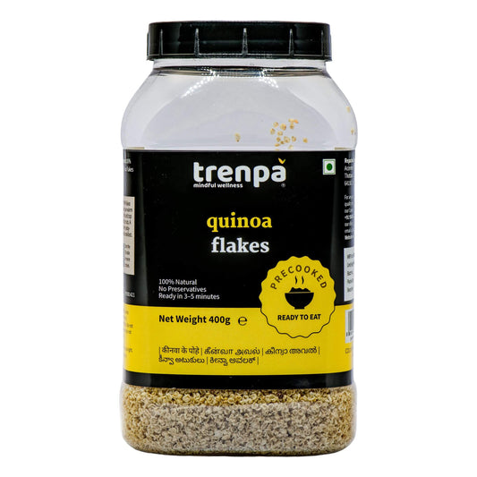 Trenpa quinoa flakes container on a white background