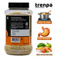 Jar of trenpa grain with product features on a white background