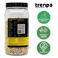 Jar of oats with Trenpa branding and health benefits on a white background