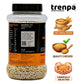 Bottle of trenpa sorghum/jowar grains with branding and product information on a white background